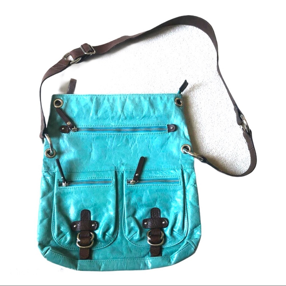 Tano Hobo Aqua Leather Cross Body Bag